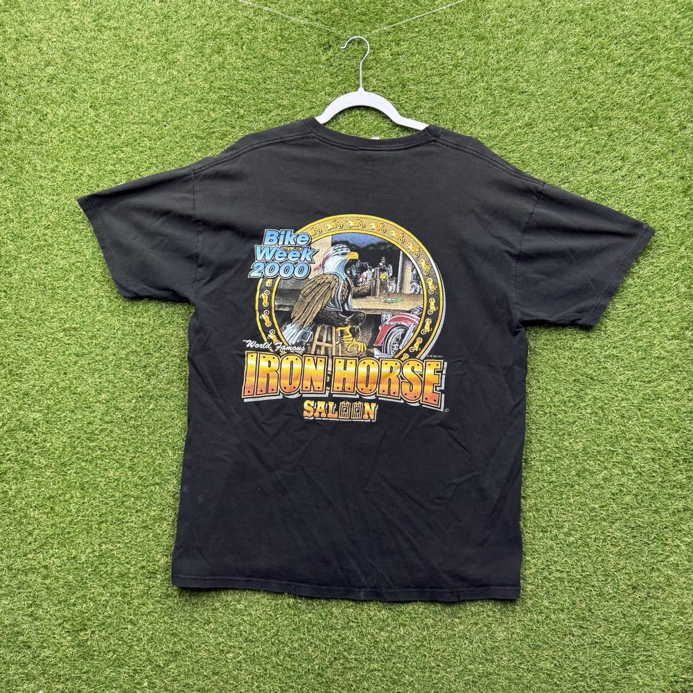 Vintage Iron Horse Saloon Shirt Mens Large Motorcycle Biker Eagle Short Sleeve